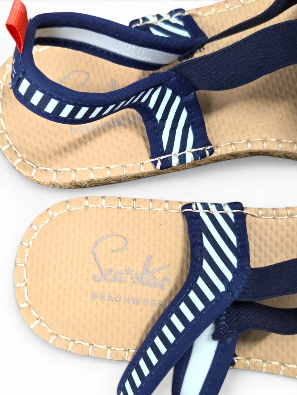 Sea Star Beachwear Seafarer Slingback Espadrille Sandals Navy/White Microstripe